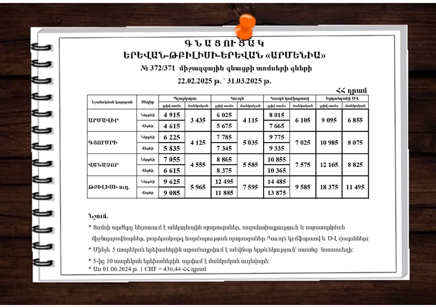 Discounts on the international train Yerevan-Tbilisi-Yerevan